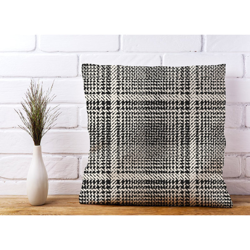 Morningside Monochrome Textured Checked Gingham Square Throw Cushion