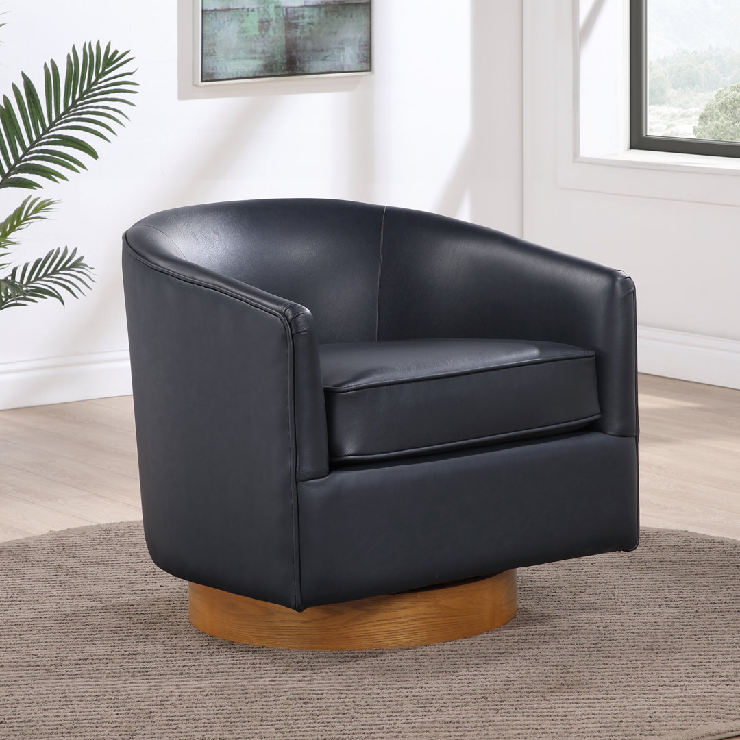 Asmi 29" Wide Swivel Barrel Accent Chair Wade Logan® Leather 