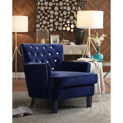 Fauteuil en velours de polyester capitonné l 34 po Aminat