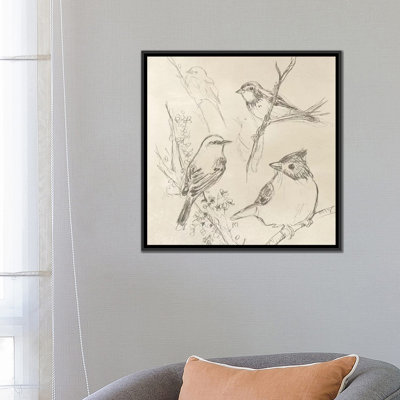 « rétro songbird croquis i », impression sur toile