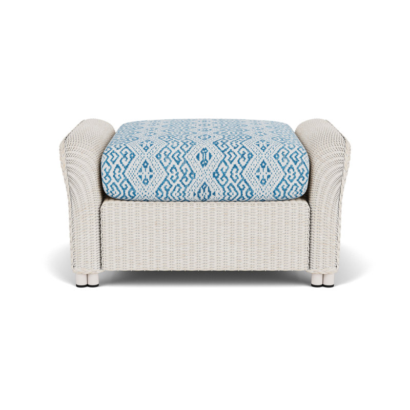 Reflections Outdoor Ottoman, White, Hickory