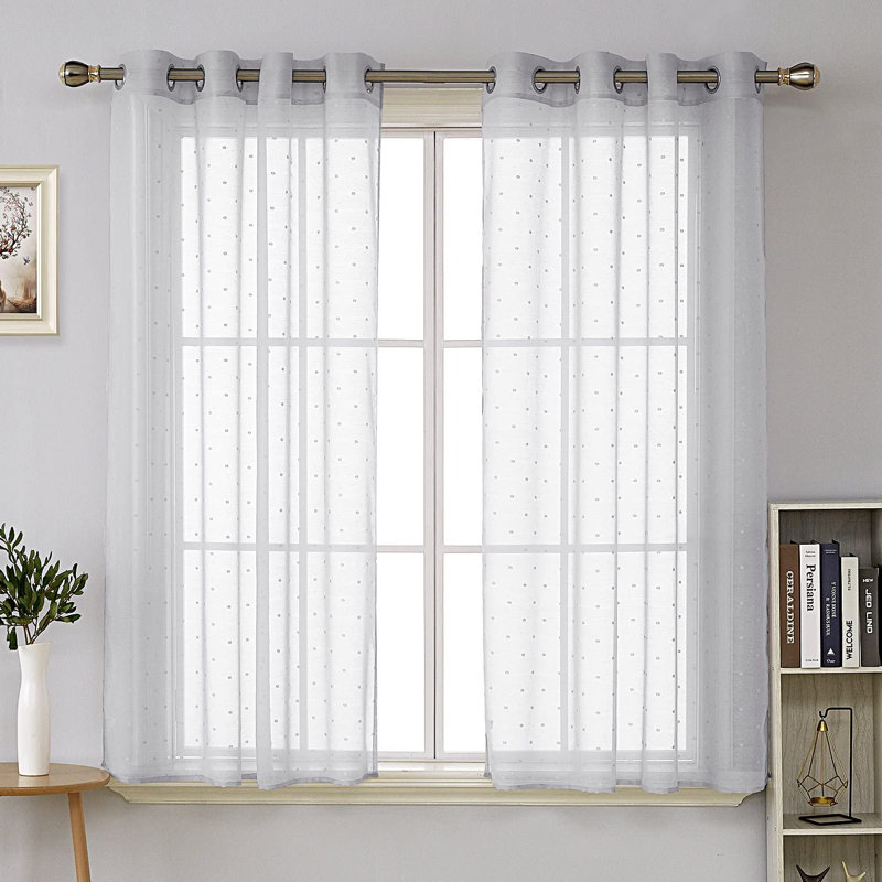 Claycomb Sheer Curtain Pair, 140 W x 245 D cm, Grey