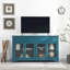 Console télé 65 po, armoire de rangement, buffet avec porte vitrée et tablettes réglables, console
