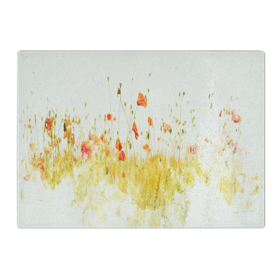 Tempered Glass Field of Poppy Flowers Chopping Board