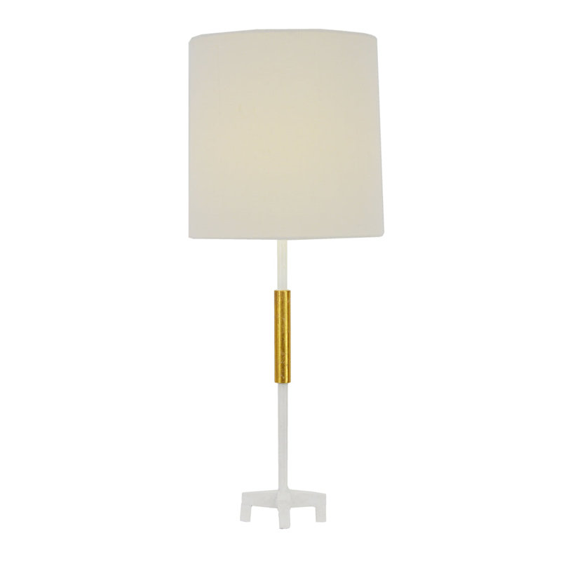 Aylan Table Lamp, White/Gold Leaf, White