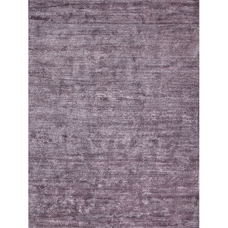 Plush Ombre Hand-Knotted Wool/Viscose Area Rug in Deep Mauve