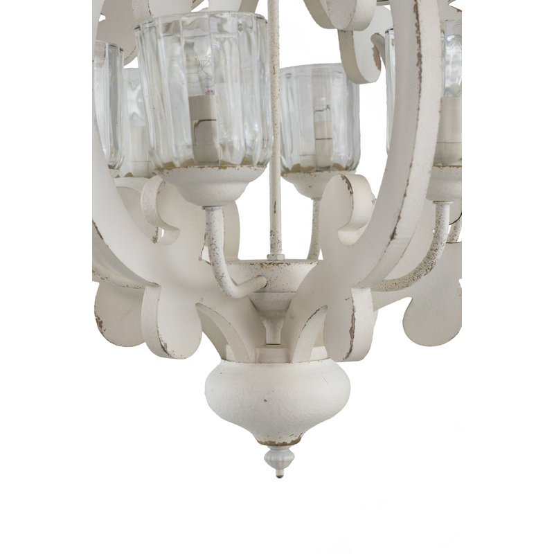 Lustre géométrique à 6 lumières Hayre, Crème