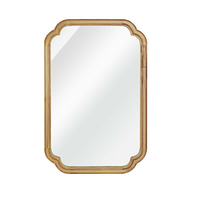Wood Frame Rounded Corner Decorative Mirror