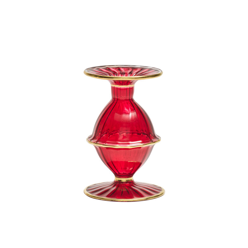 F2023 5.5'' H Glass Tabletop Candlestick, Ruby