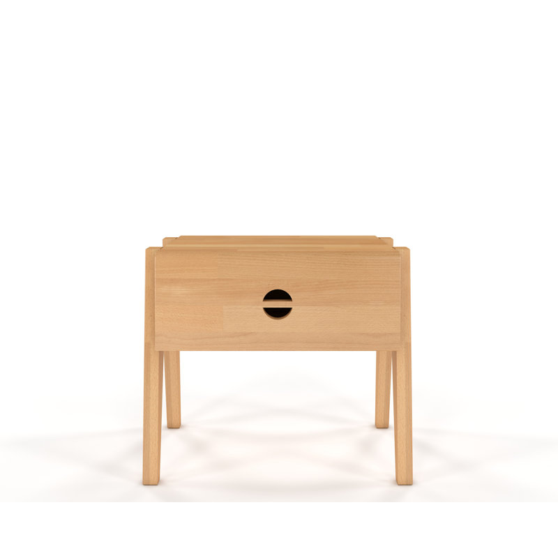Eng 45cm W Manufactured Wood Bedside Table, Oak