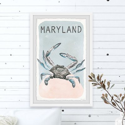 Crabes du Maryland - Reproduction d'art graphique sur papier encadré