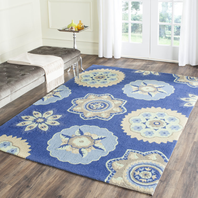 Winston Porter Doyle Hand-Hooked Navy Area Rug - Wayfair Canada