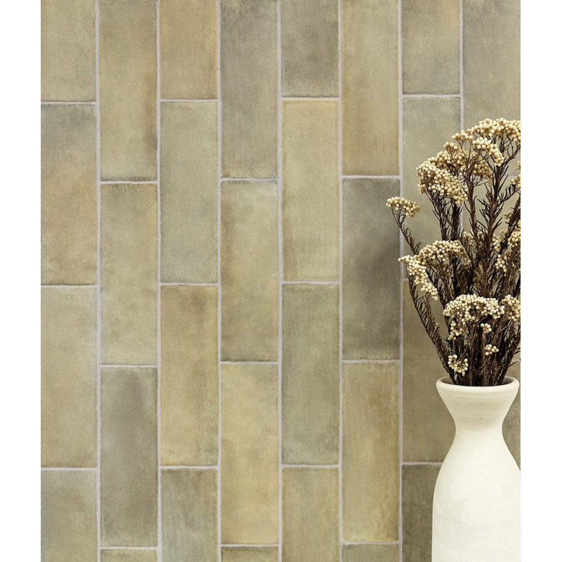Sabbia Zellige | 3"x8" Ceramic Zellige Wall Tile, Weald Green