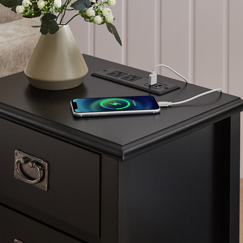 Miramontes Nightstands with Charging Station USB Ports & Power End Table Bedside Tables with 2 Drawers