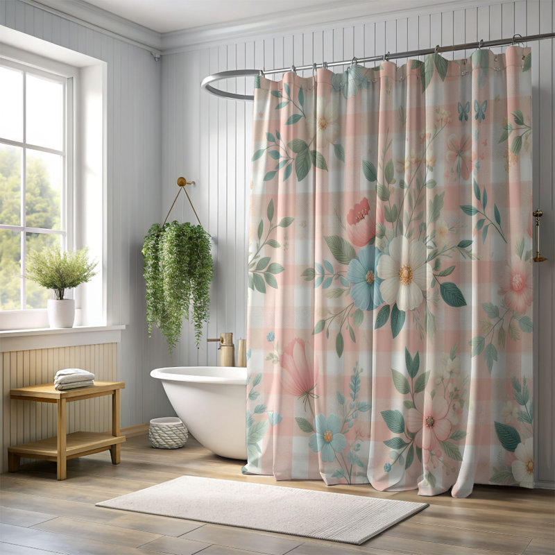 Rideau de douche 1 pièce Soft Gingham, H 74 po x l 71 po