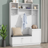 Juilo Hall Tree 59'' Wide with Bench and Shoe Storage