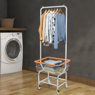 Chariot à linge de grande capacité, chariot à linge roulant, chariot à linge avec tringle