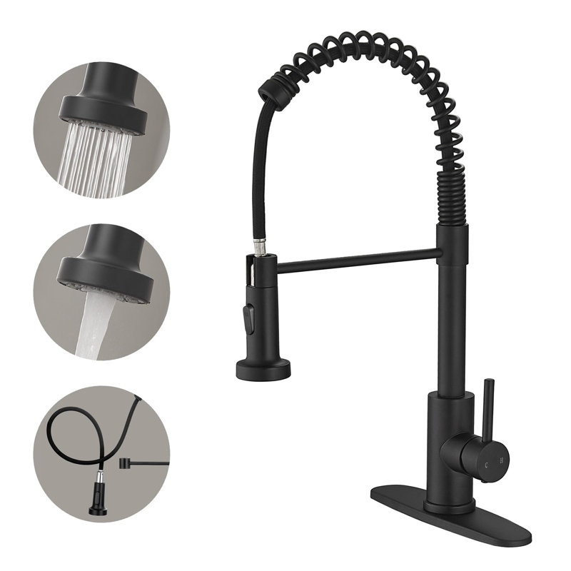 Kitchen Faucet with Pull Down Sprayer, Matte Black