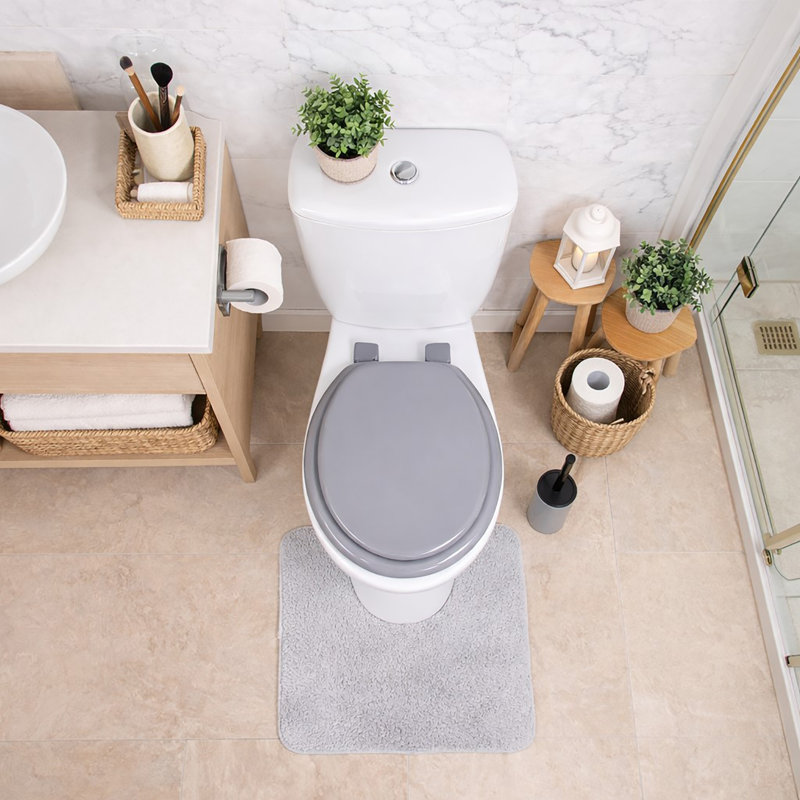 Round Molded Wood Toilet Seat 17 Inches, Gray