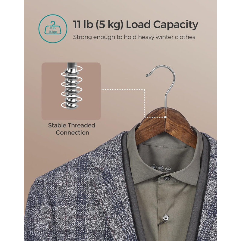 Solid Wood Non-Slip Standard Hanger for Dress/Shirt/Sweater, Walnut