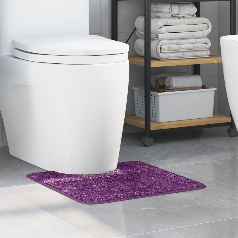 Small Non-Slip Bath Mat Rectangular Modern, Purple