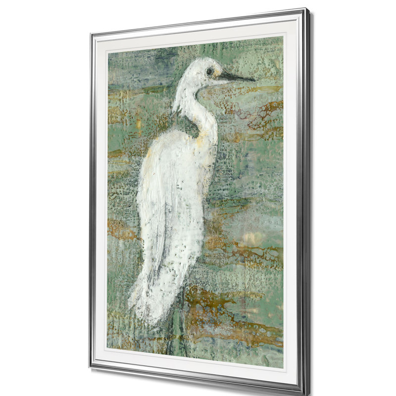 « textured héron ii », impression, H 30 po x l 22 po x P 1,5 po, Cadre argenté