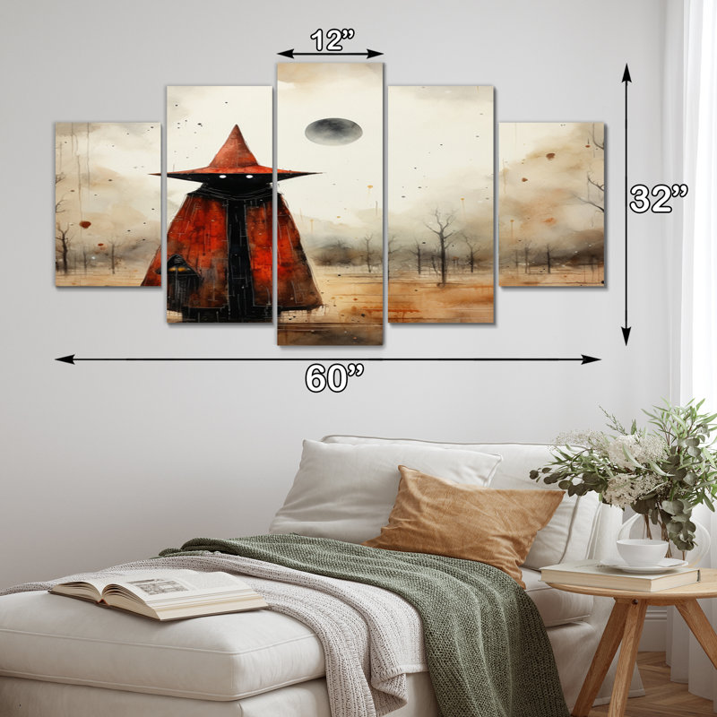 «Coral Beige Mexico Art El Hombre II», reproduction d'art sur toile - 5 panneaux
