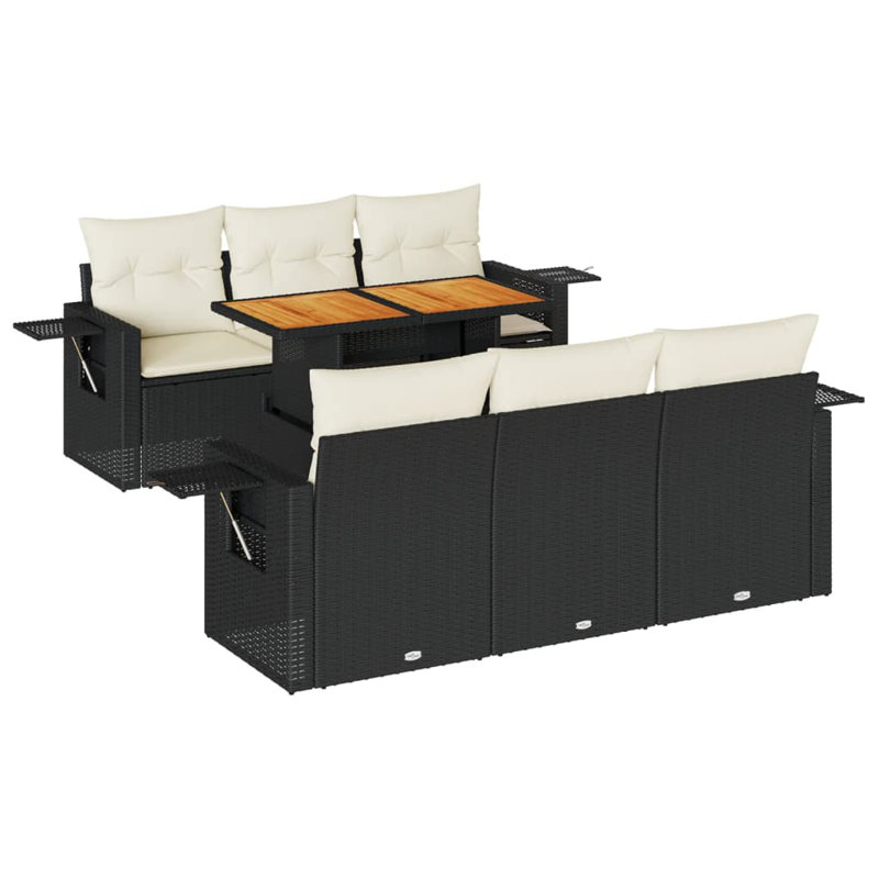 Vidaxl Garden Sofa Set  PE Rattan Large Adjustable Armrests