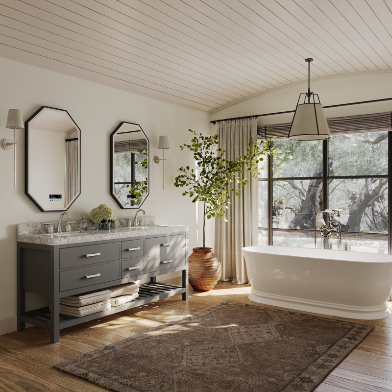 Elizabeth 72'' W Double Vanity, Sapphire Gray | Brushed Nickel