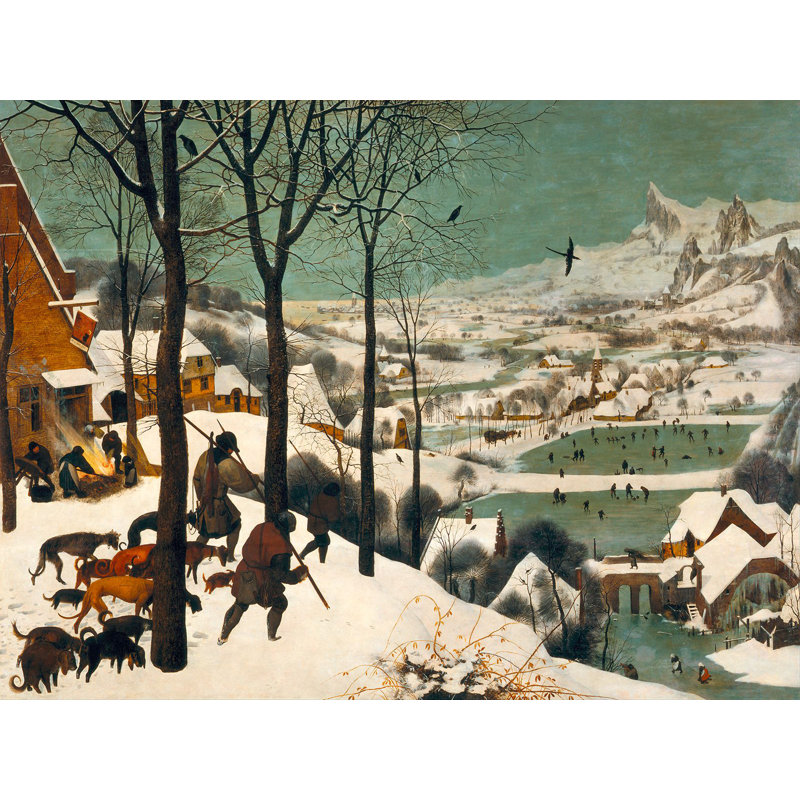 Hunters In The Snow (Winter) by Pieter Bruegel The Elder - Painting, 70cm H x 100cm W, Wrapped Canvas
