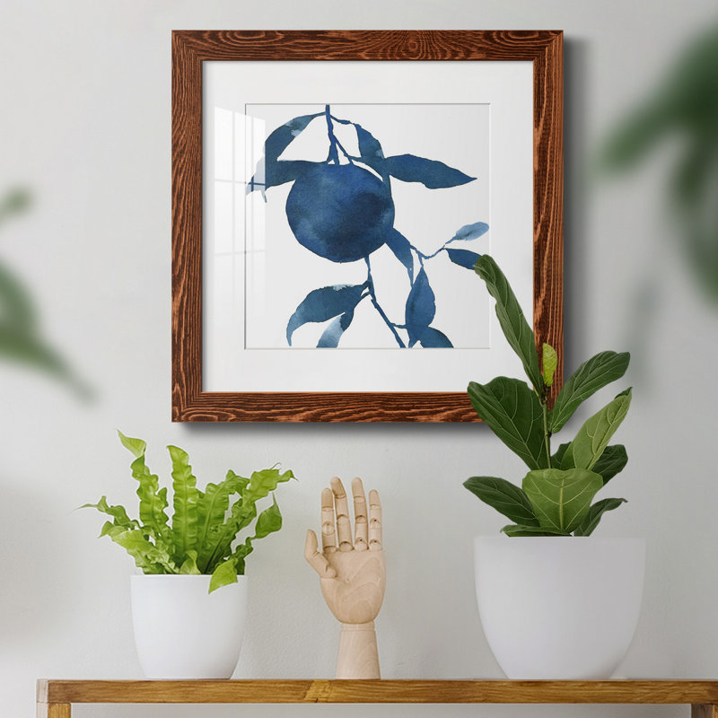 Indigo Oranges II - reproduction encadrée de qualité supérieure - prête à être accrochée, H 31,5 po x l 31,5 po x P 1,5 po
