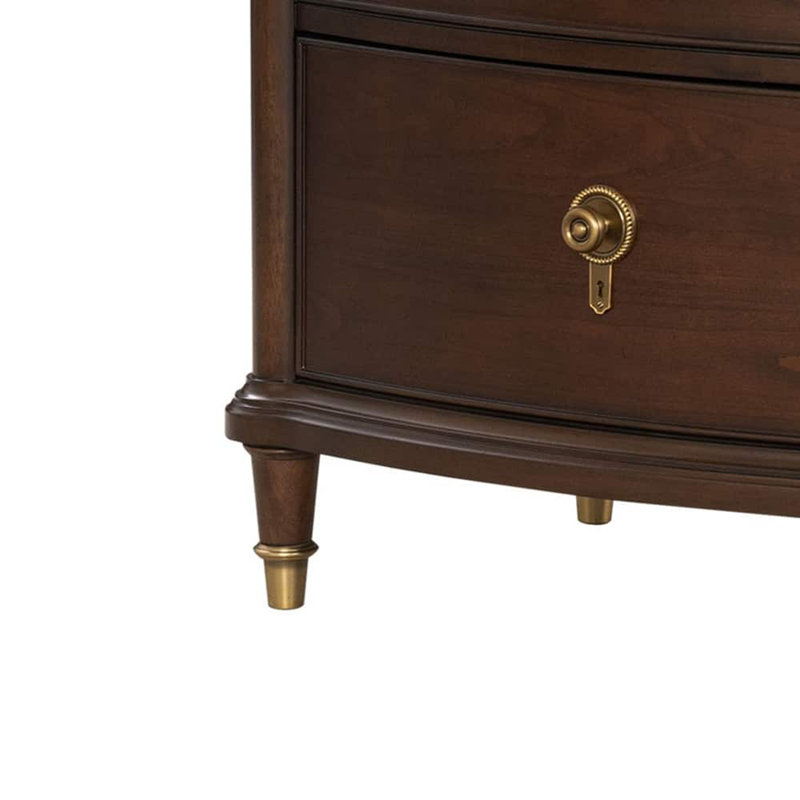 1pc Commode transitionnelle boutons ronds pattes dorées meubles de chambre à coucher cerisier foncé anti-poussière