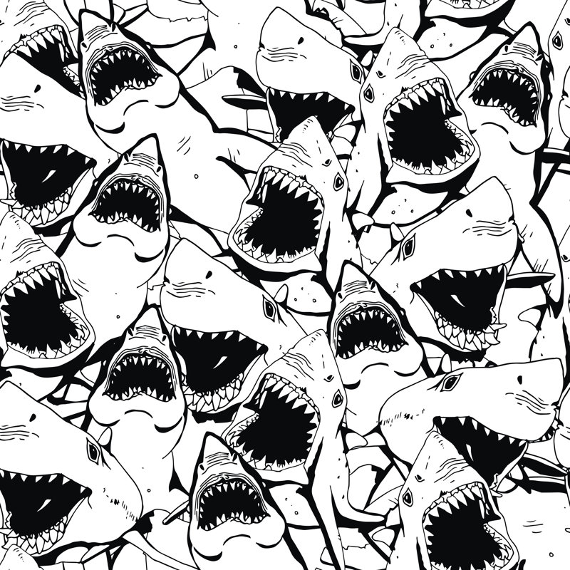Shark Collage by Tom-iurchenko - Wrapped Canvas Print, 91cm H x 91cm W x 3.8cm D