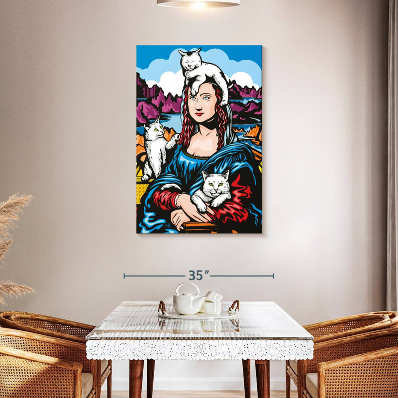 Ketti Mona Lisa With Cats, 45" H x 30" W