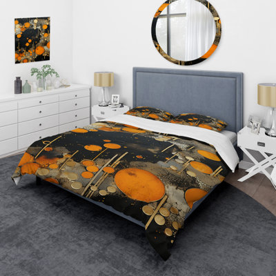 Orange And Grey Amazonite Stone Collage - Stone Geode Duvet Cover Set