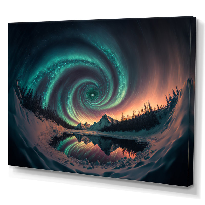 Aurores boréales magiques «Northern Lights V», reproduction sur toile, H 12 po x l 20 po x P 1 po, Toile tendue