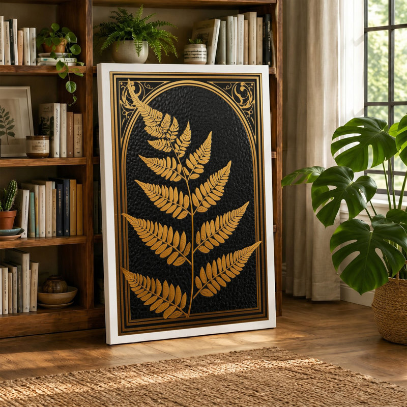 Golden Fern Study Botanical - Wrapped Canvas, 30x20 - 76.2 x 50.8 cm, White Border