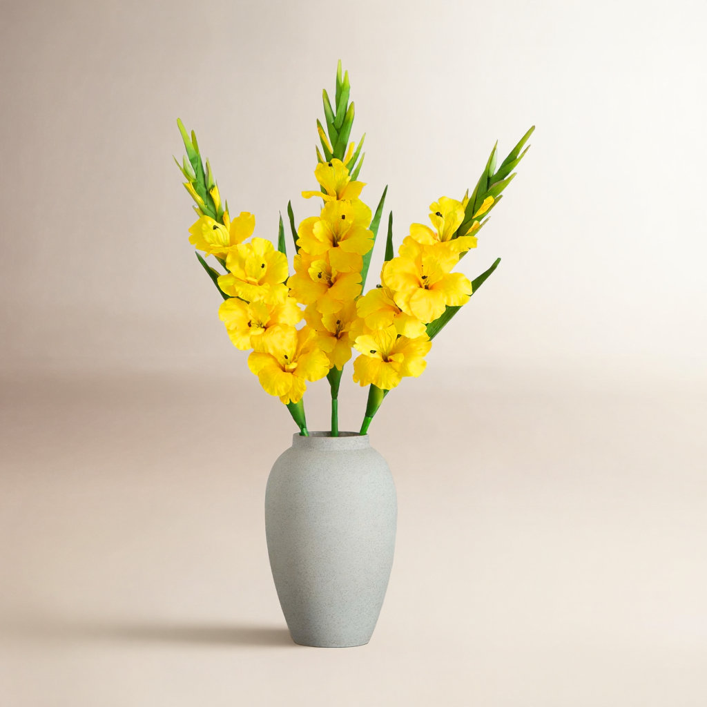 45in. Artificial Gladiolus Flower Stems, Set of 3, Yellow