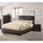 California King Size Bed 1Pc  Bed Set Brown Faux Leather Upholstered Two-Panel Bed Frame Headboard Bedroom Furniture
