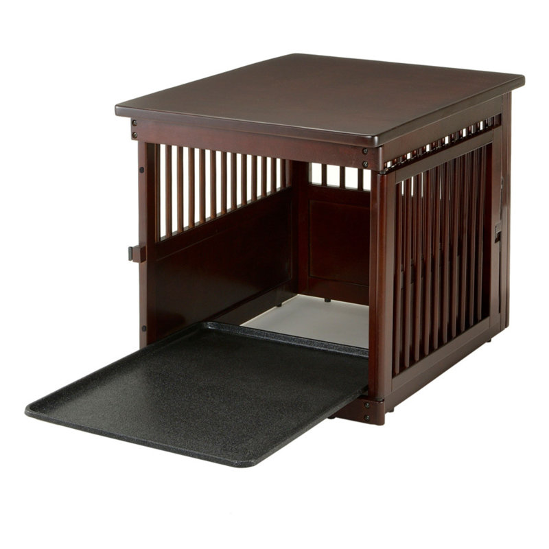Wooden End Table Pet Crate, Medium (24" H x 25" W x 31.1" D), Dark Brown