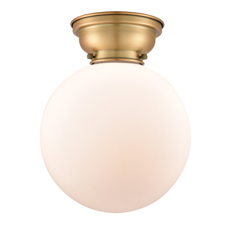 Plafonnier encastré 1 lumière Chippewa, Blanc mat, Ampoule non incluse, Laiton brossé