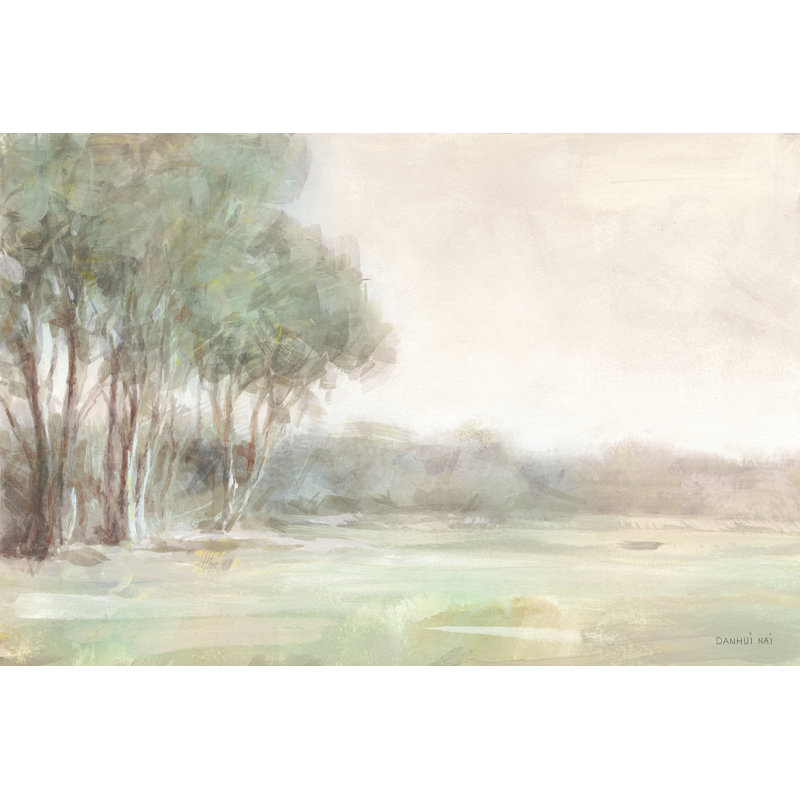 «High Summer Field Neutral Crop» par Danhui Nai - Peinture, H 20 po x l 30 po, Oui, Cadre simple argenté