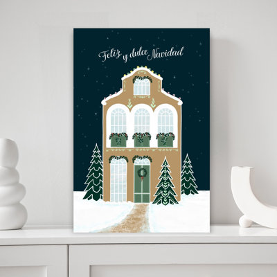 Cozy Christmas House, arbre de Noël contemporain abstrait, impression d'art mural