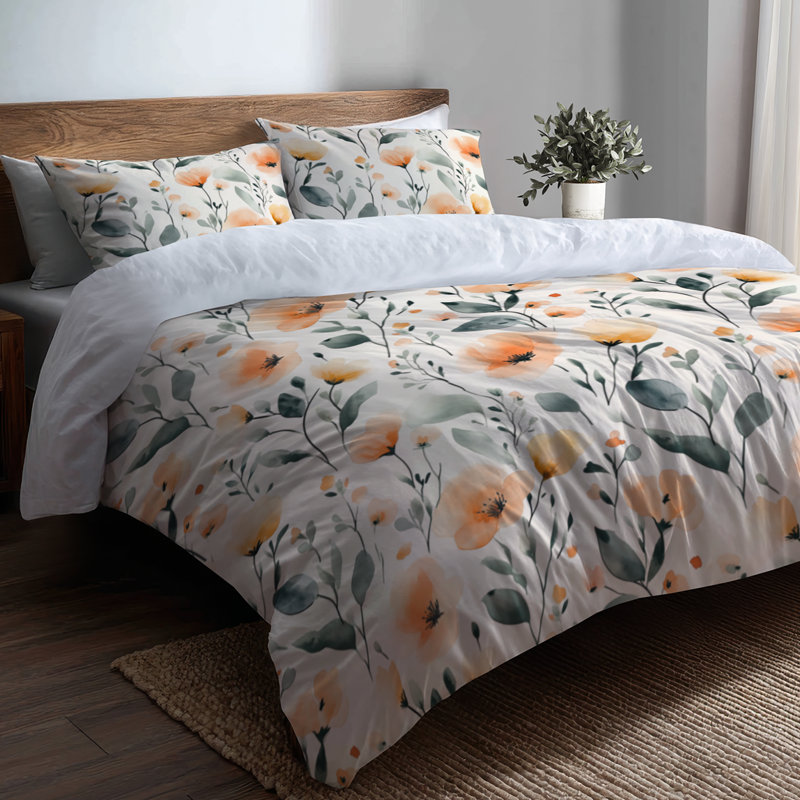 Ensemble de literie à motif floral 4 pièces - Ensemble d'édredon Boho, Queen Comforter + 3 Additional Pieces