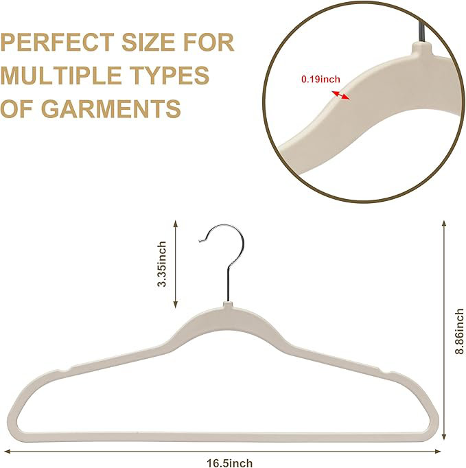 Cintres en plastique de qualité mince pour vêtements - cintres gris de 16,5 po avec crochet pivotant, paquet de 200, Ivoire