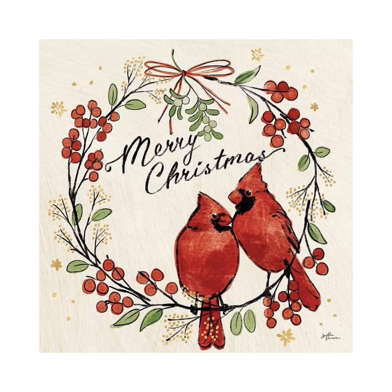 Christmas Lovebirds XII 1 Piece Wrapped Canvas Wall Art, 45.72 cm H x 45.72 cm W x 1.91 cm D
