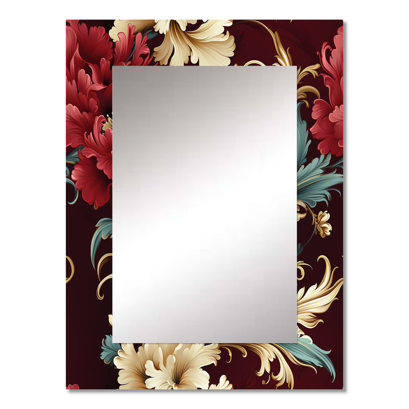 Victorian Renaissance Revival Victorian Pattern - Floral Decorative Wall Mirror, Cottage Mirror, Printed Metal Art, 32" x 24"