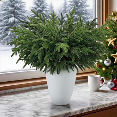 8 Pcs Realism Artisan-Crafted Norfolk Pine Branch - 24" Artificial Christmas Greenery Stems With Lifelike Color Faux Cedar Pine Picks For Garland Wrea