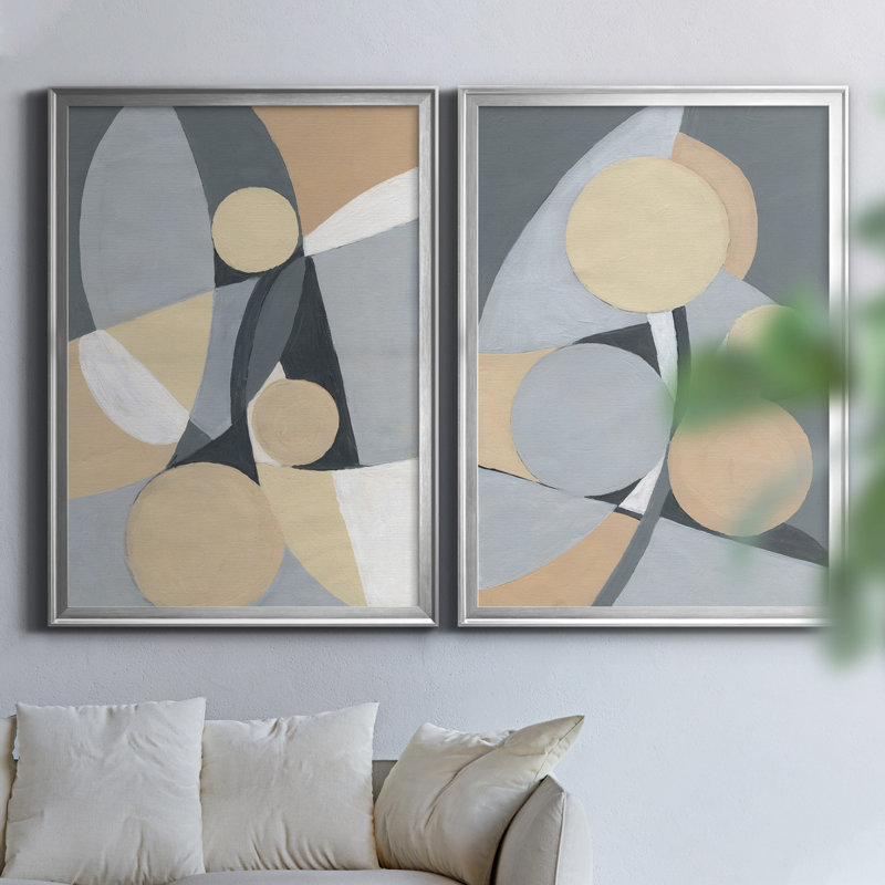 Millenium I - ensemble de 2 reproductions d'art, Pas de tapis, Toile encadrée argentée, H 30,5 po x l 85 po x P 3 po