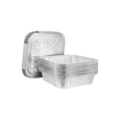 Plat carré en aluminium de 8 pouces avec couvercle en aluminium - jetable pour les événements de restauration, les stations de buffet, les plats de réchaud, le rôtissage au four, la cuisson, la vapeur, la préparation des repas, le rangement du congélateur, les mets à emporter et le service alimentaire (40)